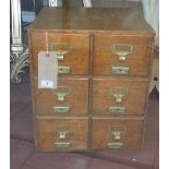 A vintage Advance patent oak six drawer