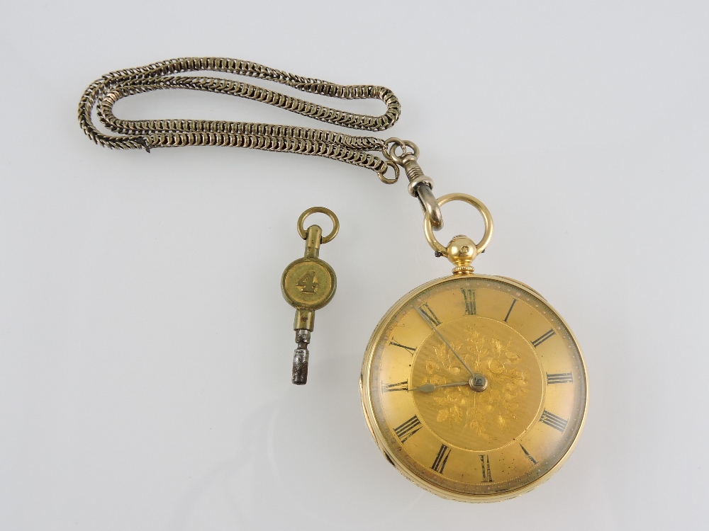 An 18ct gold open face pocket watch by S