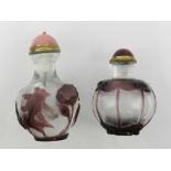 Two Chinese glass scent bottles, with st