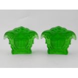Versace, Italy. A pair of green glass he