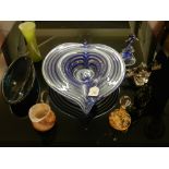 A collection of 20th century glass items, to include a Murano small glass jug and bottle vase with