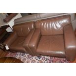 A pair of Art Deco style brown leather '