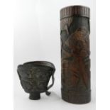 A Chinese ceremonial bone cup, having a