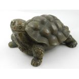 A bronze model of a tortoise, bearing Ch