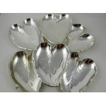 A set of six silver plated leaf shaped s