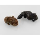 Two Chinese carved wooden figures of rat