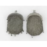 A pair of silvered mesh bags