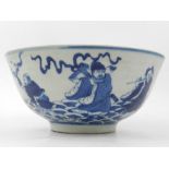 A Chinese blue and white bowl, decorated