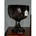 A Bohemian ruby flash cut glass pedestal