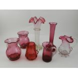 A collection of cranberry glass, to incl