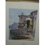 Edward Albert Hickling (British, 1913-1998), an Italianate mountainous lake scene with villa and