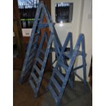 A pair of six tread step ladders, blue p