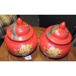 A pair of Chinese tea jars, squat balust