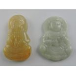 A jade Guanyin carving, in low relief, H