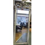 A 19th century wall grey painted mirror,