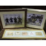 A framed group of wine and cognac labels