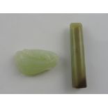 A cylindrical jade lingguan, L. 8cm; tog