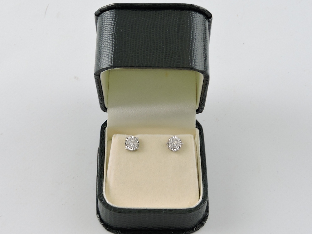 A pair of 18ct white gold diamond cluste - Image 2 of 3