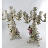 A pair of Meissen style seven-branch can