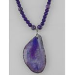 A white metal mounted natural amethyst p