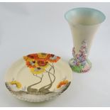 A Clarice Cliff trumpet shaped vase, the