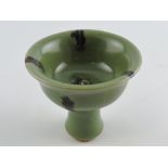 A Longqian olive glazed cup, the bowl wi