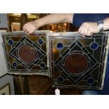 Two late 19th century lead glazed panels