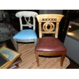 A pair of children's chairs, one painted