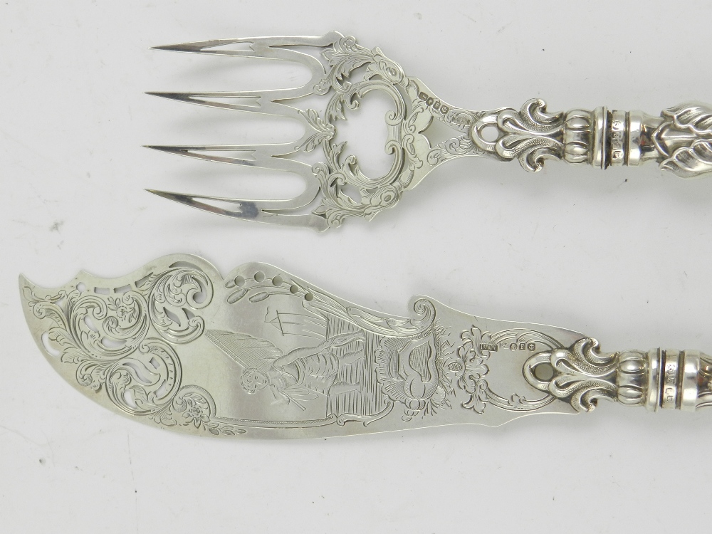 A mid 19th century silver serving fork, - Image 2 of 3
