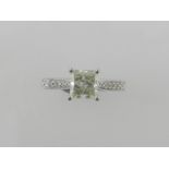 An 18ct white gold mounted ladies princess cut diamond solitaire dress ring, diamond mounted