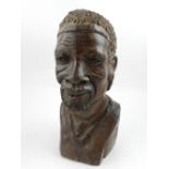 An African caved wooden head and shoulde
