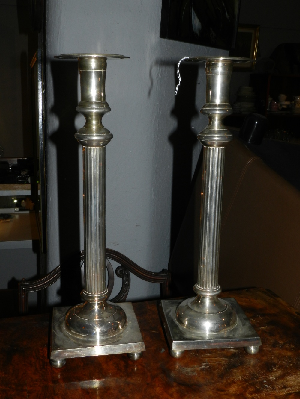 A pair of 18th century style silver plat