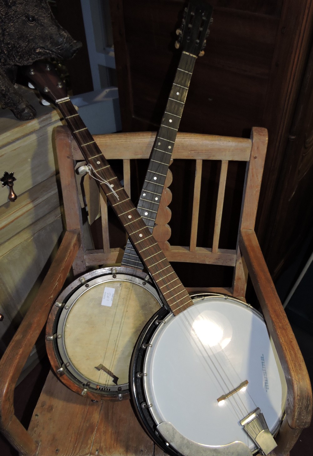 A 20th Century Musima four string banjo, - Image 2 of 2