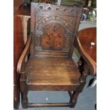 A 17th century style oak Wainscot chair