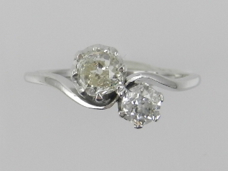An early 20th century platinum two stone