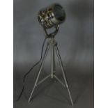 An unusual telescopic adjustable chrome plated search light standard lamp.