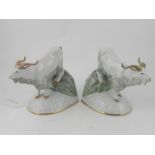 A pair ceramic goat book ends