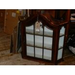 A Dutch walnut hanging display cabinet,