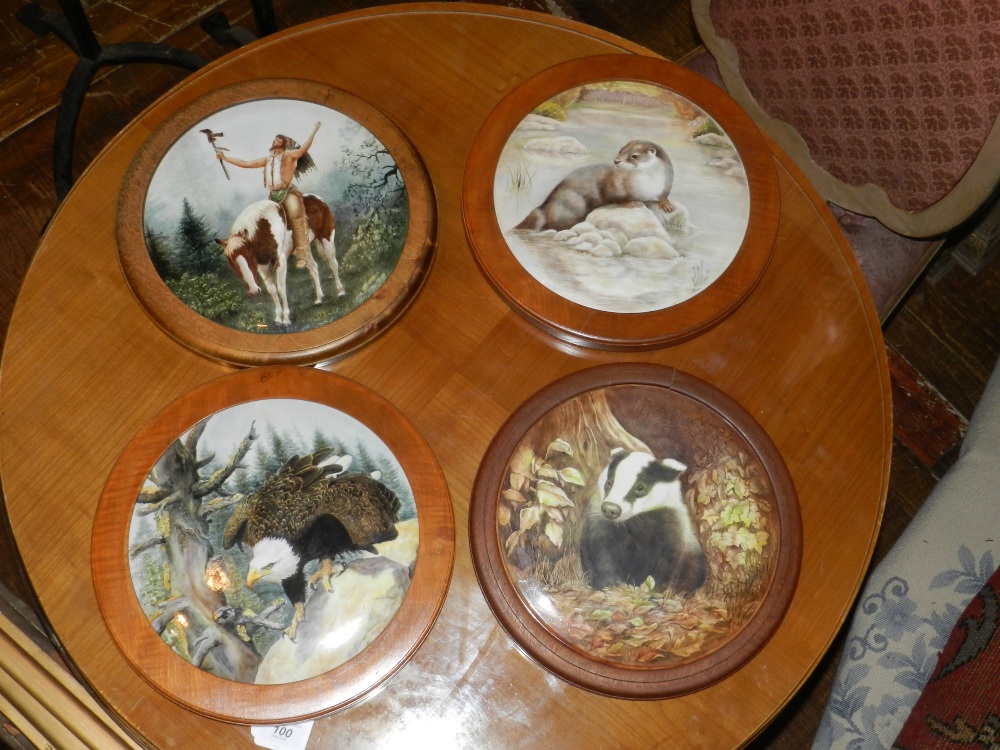 Betty Shaw, 20th century British school, four circular painted porcelain plaques, animalia