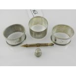 A pair of silver napkin rings, hallmarke