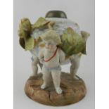 A Dresden porcelain figural oil lamp fas