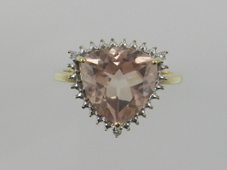 A 9 carat yellow gold morganite ring, se