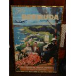 A PanAmerican World Airways travel poster, 'Fly to Bermuda' by Clipper, signed lower right 'M. Von