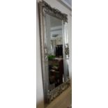 A Victorian style silvered frame rectangular wall mirror, 183cm x 91cm.