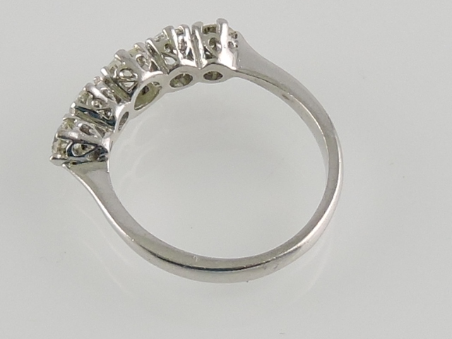 An 18ct white gold five-stone diamond ring, total weight 1.62ct, size N. - Image 2 of 2