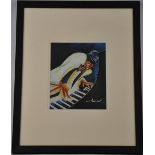 M. Harold, (Modern, American?) Jazz Pianist, oil on canvas, signed lower right, 24cm x 19cm,