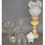 A small quantity of glassware including a ship's decanter, another decanters, some pressed