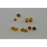 Four pearl shirt studs, marked as 9ct, together with six further shirt studs including 15ct, total