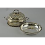 A silver muffin dish, London 1890, with maker's marks STH/JHN, the domed lid with gadrooned