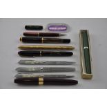 A Waterman CF silver-plated trio set, with moiré finish, comprising fountain pen, ballpoint and